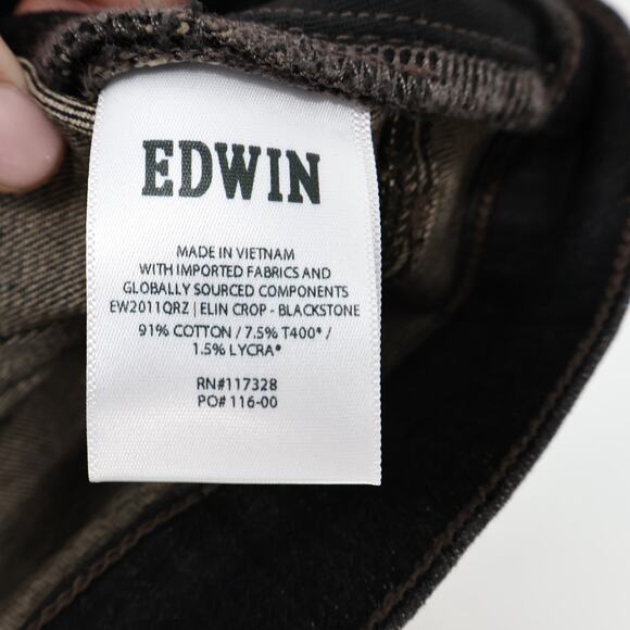 Edwin Elin Crop Slim Straight Cropped Denim Jean Blackstone Size 34 NWT - Picture 9 of 9